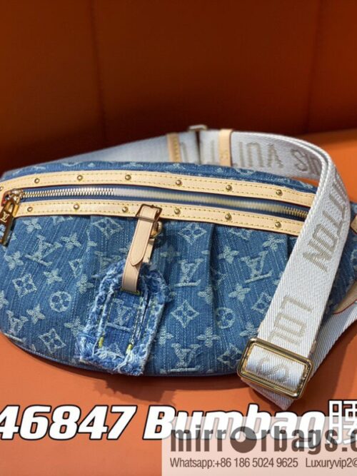 [Boutique‑grade] M46847 blue denim, denim breast bag fanny pack series, the latest bumbag fanny pack.