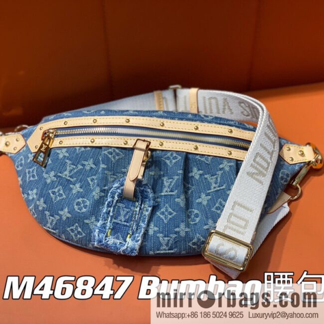 [Boutique‑grade] M46847 blue denim, denim breast bag fanny pack series, the latest bumbag fanny pack.