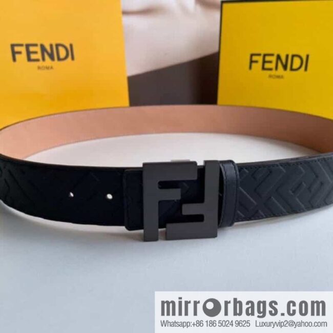 FENDI Fendi Men\'s FF Micro Standard Exquisite Craft Metal Buckle, First Layer Cowhide Belt 4.0cm