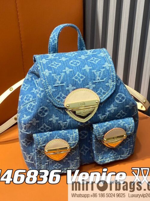 [Boutique‑grade] M46836 blue denim, denim backpack series Venice backpack