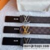 LOUIS VUITTON Classic brown checkerboard/black checkerboard/presbyopia 40mm belt