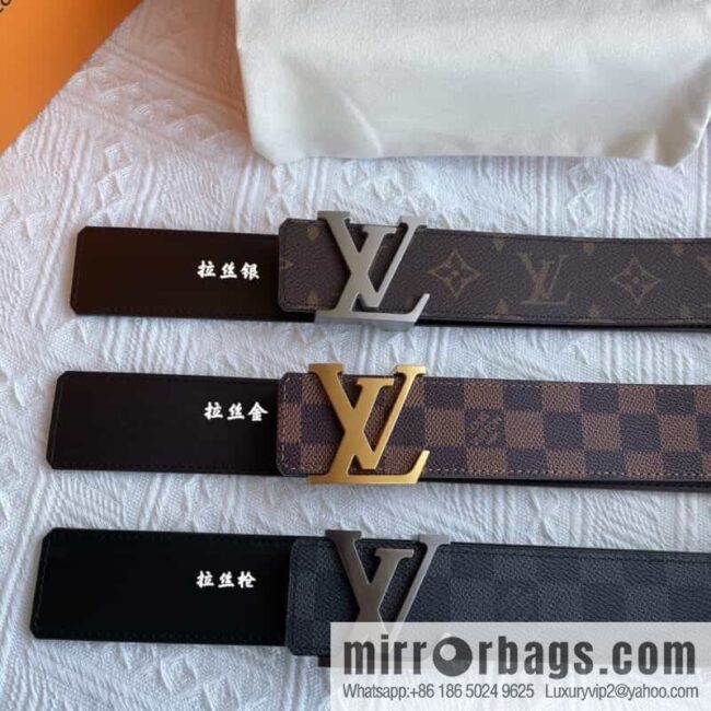 LOUIS VUITTON Classic brown checkerboard/black checkerboard/presbyopia 40mm belt