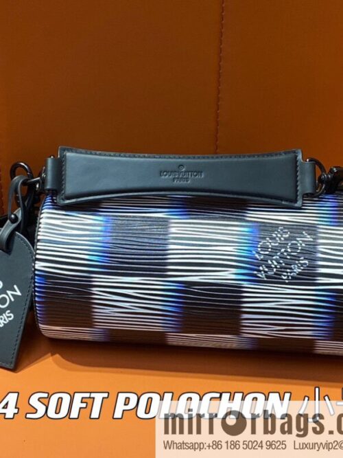 [Boutique‑grade] M23744 night chessboard plaid full leather epi cylinder bag series SOFT POLOCHON small handbag