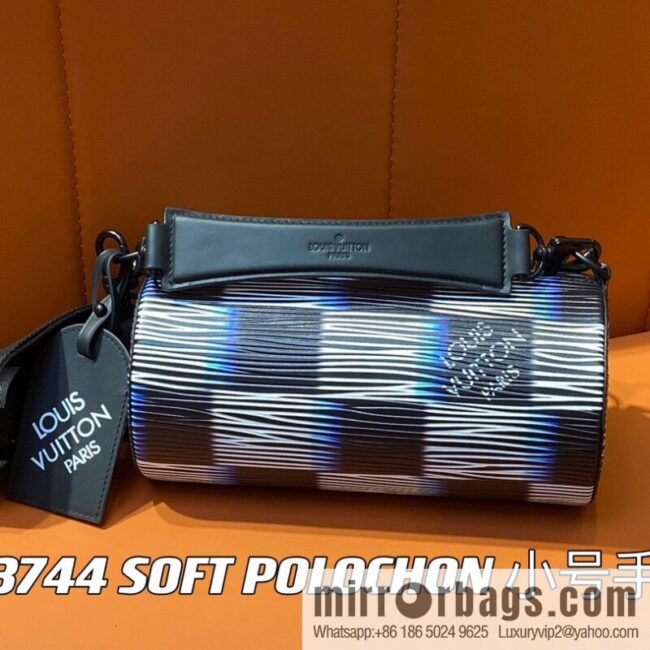 [Boutique‑grade] M23744 night chessboard plaid full leather epi cylinder bag series SOFT POLOCHON small handbag