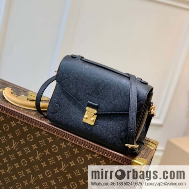LV top original order M59211 black full leather courier bag Pochette Metis courier bag