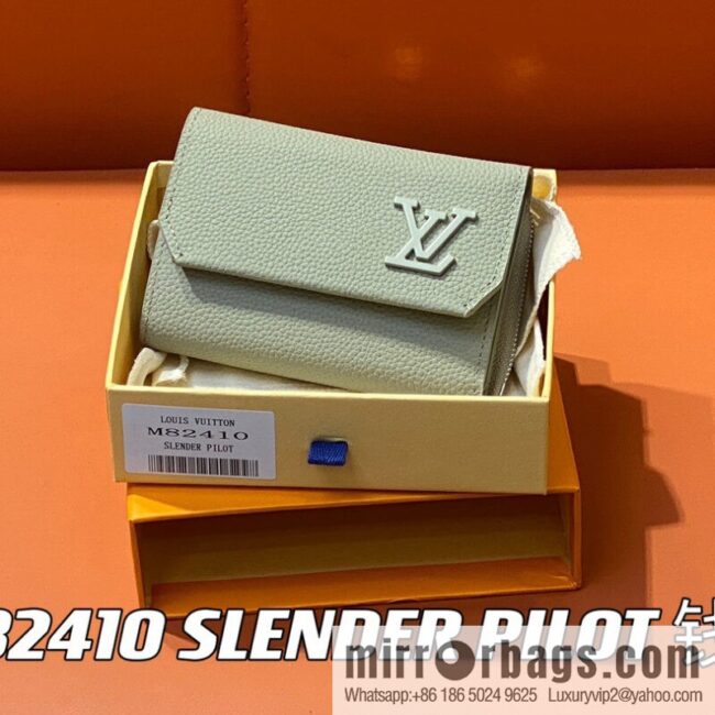 [Boutique‑grade] M82410 gray-green, full leather wallet series M81740 SLENDER PILOT wallet