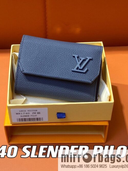 [Boutique‑grade] M82410 dark blue, full leather wallet series M81740 SLENDER PILOT wallet