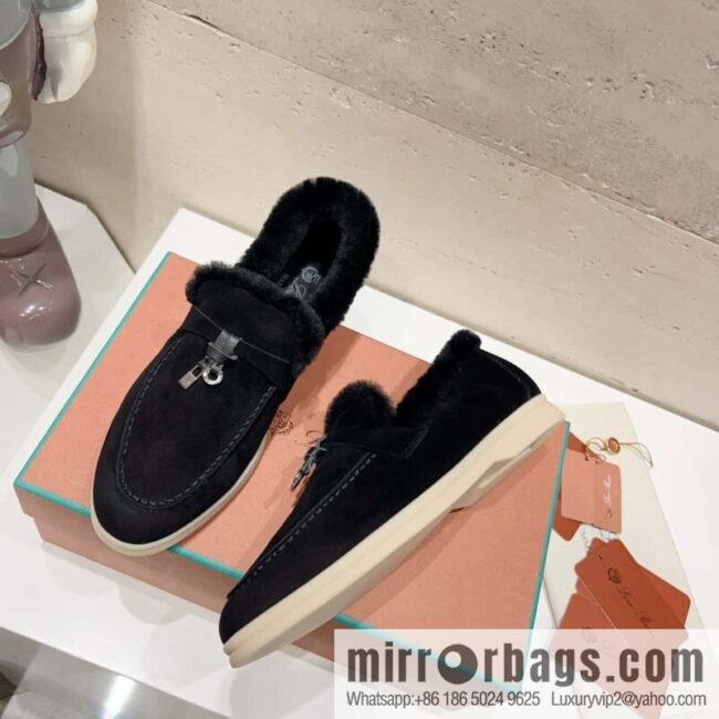 🐰🐰Loro Pian * Classic popular LP top version, British tassel flat-bottomed fluffy loafers