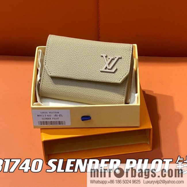 [Boutique‑grade] M82410 apricot, full leather wallet series M81740 SLENDER PILOT wallet