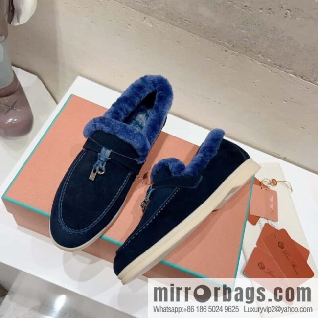 🐰🐰Loro Pian * Classic popular LP top version, British tassel flat-bottomed fluffy loafers