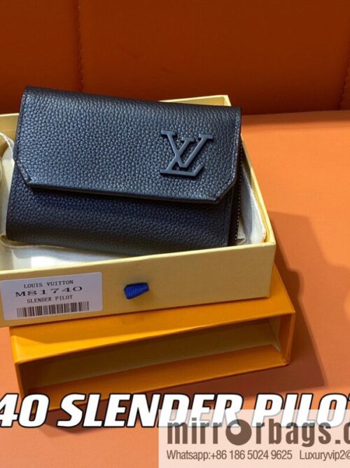 [Boutique‑grade] M81740 black full leather wallet series M82140 SLENDER PILOT wallet