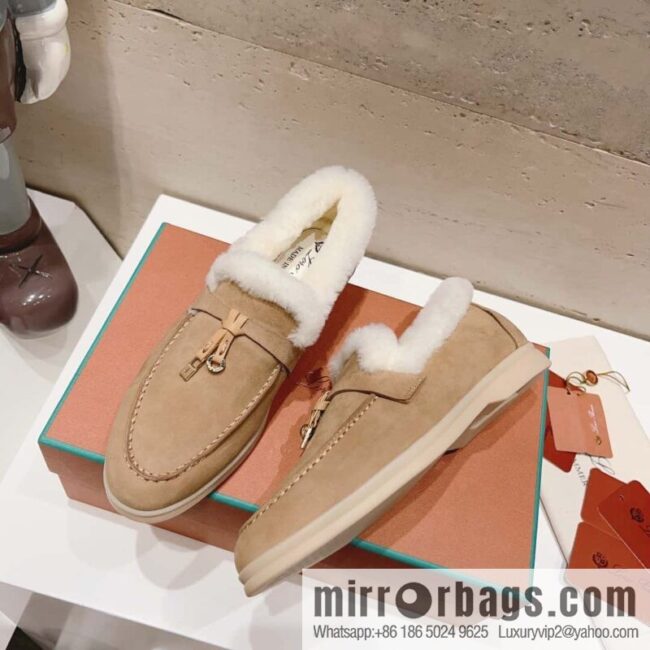 🐰🐰Loro Pian * Classic popular LP top version, British tassel flat-bottomed fluffy loafers