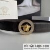 VERSACE Versace, Men\'s Black Cowhide Crocodile Textured Belt 3.8cm