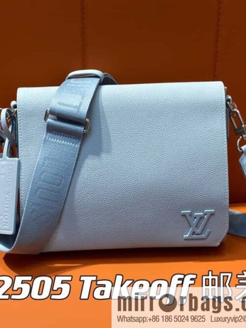 [Boutique‑grade] M22505 light blue, full leather men\'s bag messenger bag series Takeoff messenger bag