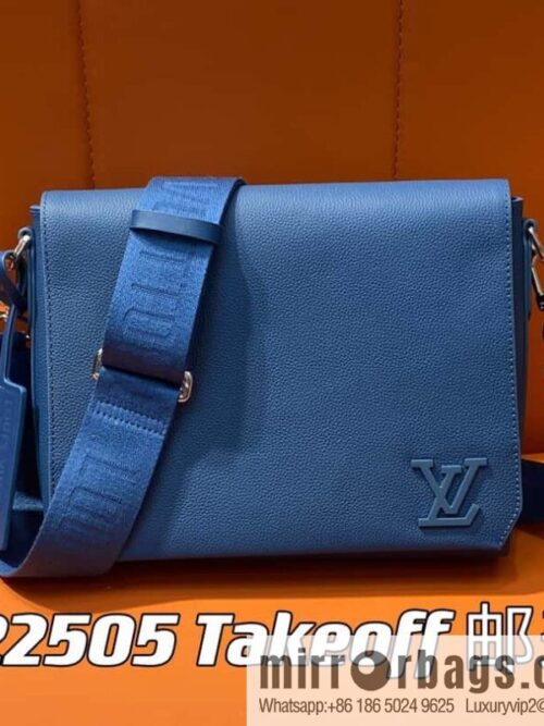 [Boutique‑grade] M22505 dark blue M21363 full leather men\'s bag messenger bag series Takeoff messenger bag