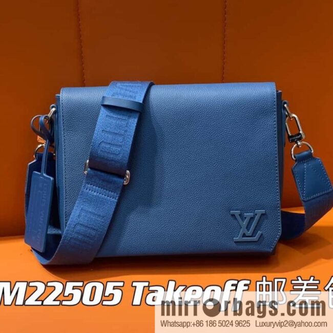 [Boutique‑grade] M22505 dark blue M21363 full leather men\'s bag messenger bag series Takeoff messenger bag