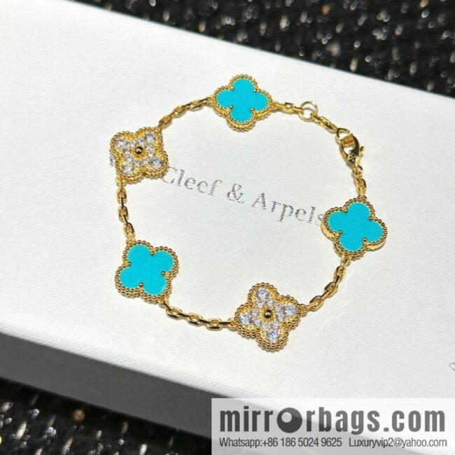 ☀️Van Cleef & Arpels Turquoise Five Flowers Bracelet ☀