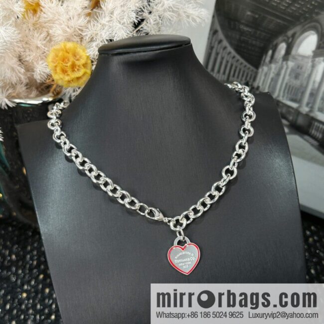 ☀Tiffany & Co. Tiffany LOVE series red love peach heart necklace