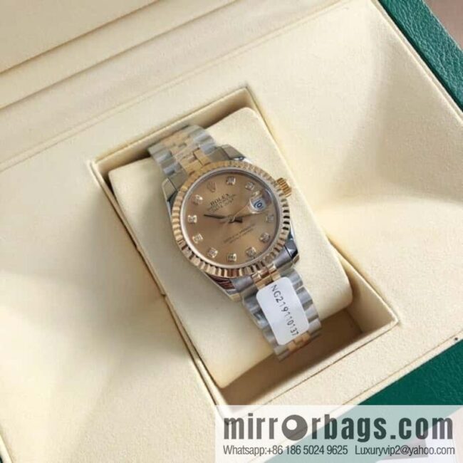 ROLEX-Rolex Diary Women\'s Natural Diamond Watch with Swiss ETA-2671 Movement