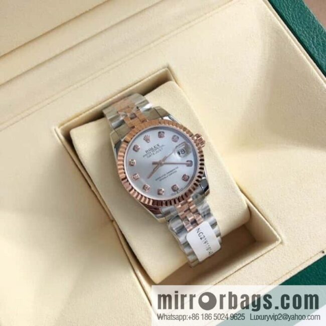 ROLEX-Rolex Diary Women\'s Natural Diamond Watch with Swiss ETA-2671 Movement