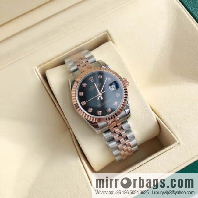 ROLEX-Rolex Diary Women\'s Natural Diamond Watch with Swiss ETA-2671 Movement