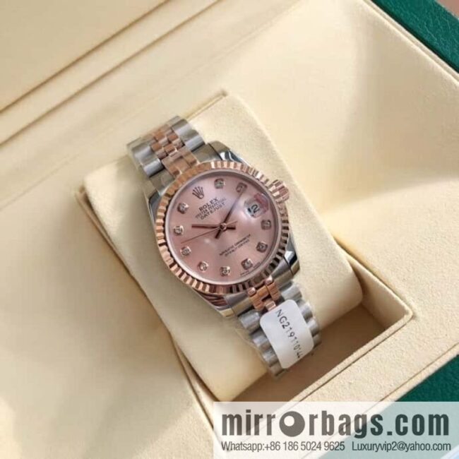 ROLEX-Rolex Diary Women\'s Natural Diamond Watch with Swiss ETA-2671 Movement