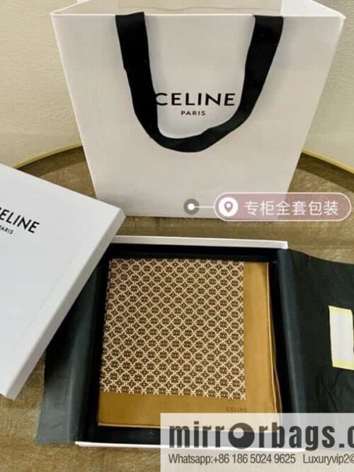 CELINE Celine Arc de Triomphe logo 100 silk square scarf