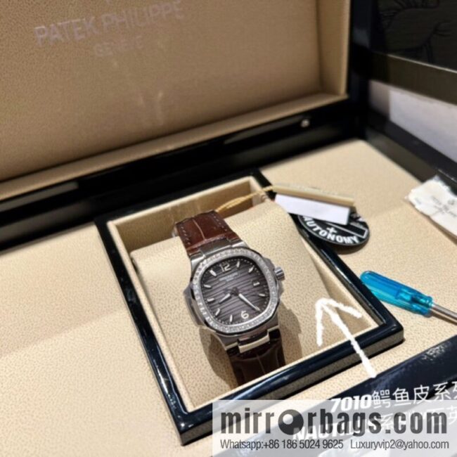 Batafile Nautilus 7010R Swiss Quartz Crocodile Leather