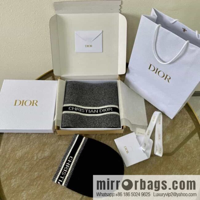 (Set) Dior Black Grey • D-White Scarf 05DWI314I007_C540