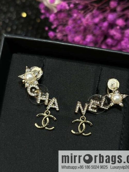 IMG_4378-800x80004k5mjkotpk124512_20250702181906.jpg ☀️New ☑️ Chanel double c full diamond letter pentagram ⭐ star earclip stud earrings ☀️