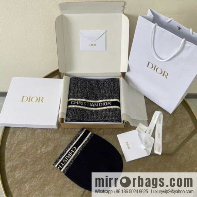 (Set) Dior Navy Blue • D-White Scarf 05DWI314I007_C540