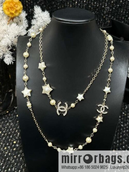 IMG_4563-800x800412krup5jsa124300_20250702181204.jpg ☀️New ☑️ Chanel Double C Pentagram ⭐ Star Pearl Sweater Chain Necklace ☀️