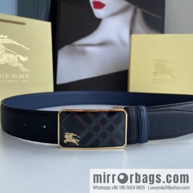 BURBERRY Burberry, resin craft logo warhorse metal buckle 3.5cm men\'s cowhide belt