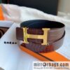 Hermès, imported leather pressed alligator leather bottom men\'s 38cm belt