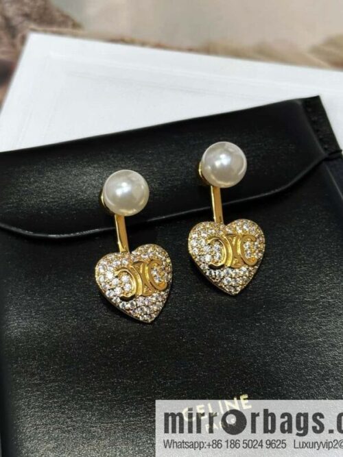 IMG_4711-800x800mxccisacypg120589_20250702151306.jpg ☀️New ☑️ Celine full of diamonds peach heart love Arc de Triomphe stud earrings ☀️