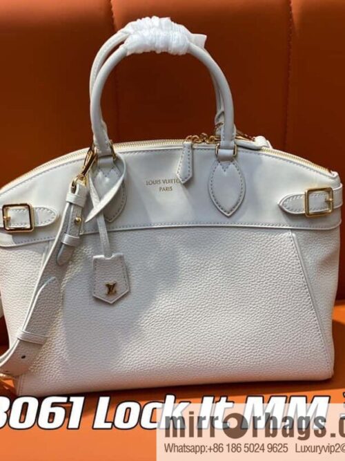 [Boutique‑grade] M22914 black full leather portable women\'s bag series Lock It MM handbag M22914 22925 22927 23061 Ays Lock It MM bag