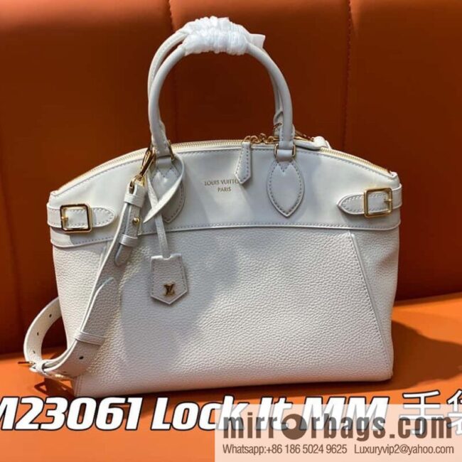 [Boutique‑grade] M22914 black full leather portable women\'s bag series Lock It MM handbag M22914 22925 22927 23061 Ays Lock It MM bag