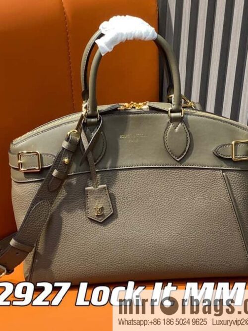 [Boutique‑grade] M22914 black full leather portable women\'s bag series Lock It MM handbag M22914 22925 22927 23061 Ays Lock It MM bag