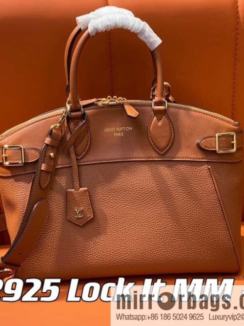 [Boutique‑grade] M22914 black full leather portable women\'s bag series Lock It MM handbag M22914 22925 22927 23061 Ays Lock It MM bag