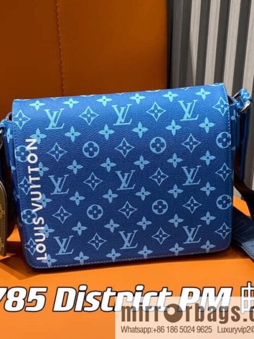 [Boutique‑grade] M23785 blue silk screen, men\'s bag messenger bag series District PM messenger bag