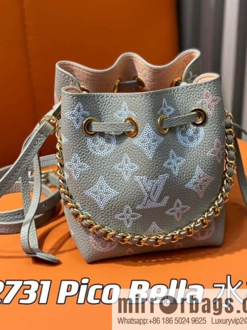 [Boutique‑grade] M82731 light gray, full leather mini bucket bag series Pico Bella bucket bag gray/gradual change (cut-out)
