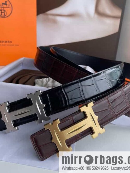 IMG_5446-800x800dji4mseum4v92041_20250702005029.jpg Hermès - Fareest belt buckle & imported cowhide pressed crocodile leather belt 38cm