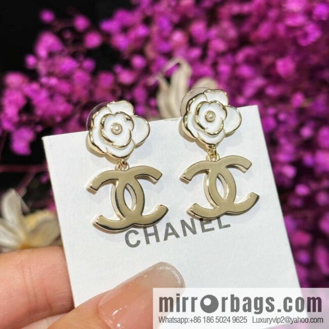 ☀️Original ☀️ new ☑️ chanel c2 double c camellia earrings stud earrings ☀️