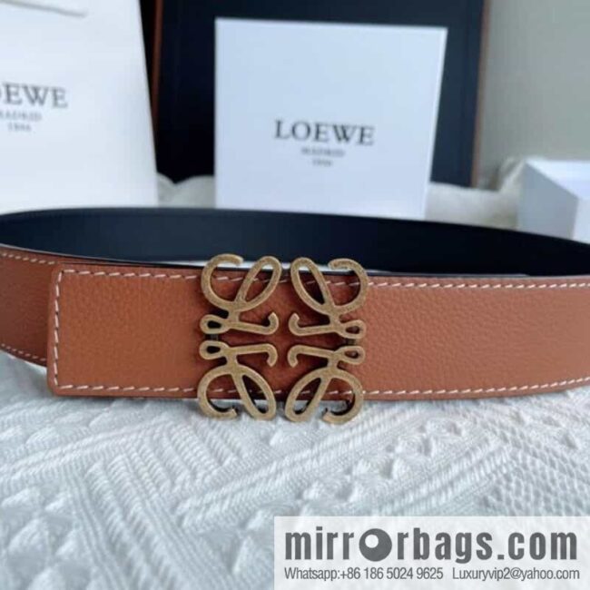 LOEWE, logo metal buckle retro double-sided cowhide belt 4.0