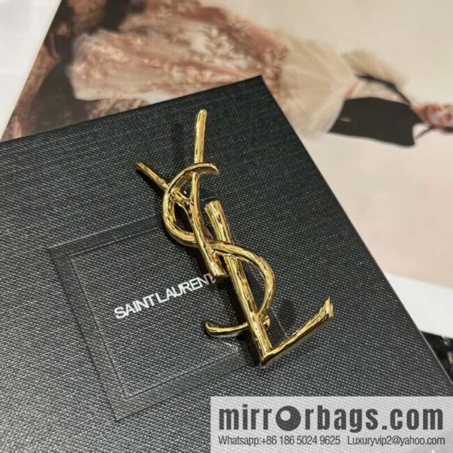 Saint Laurent Gold YSL Brooch