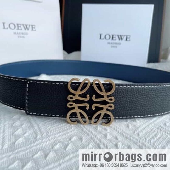 LOEWE, logo metal buckle retro double-sided cowhide belt 4.0