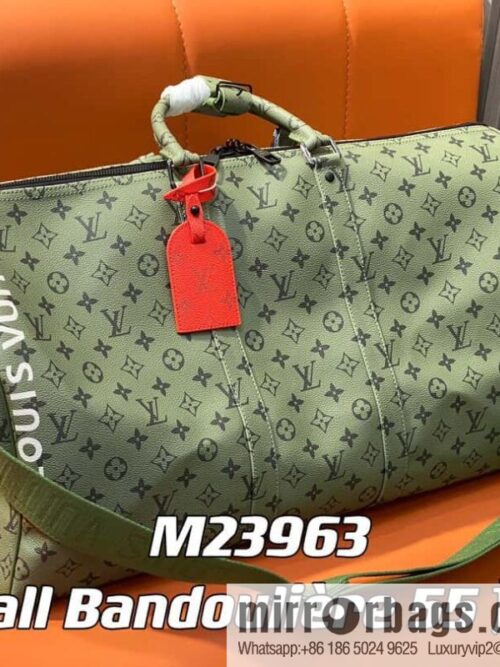 [Boutique‑grade] M23963 green silk screen, travel bag series, this Keepall Bandoulière 55 travel bag