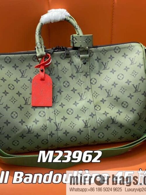 [Premium‑quality] M23962 green silk screen, travel bag series Keepall Bandoulière 45 travel bag