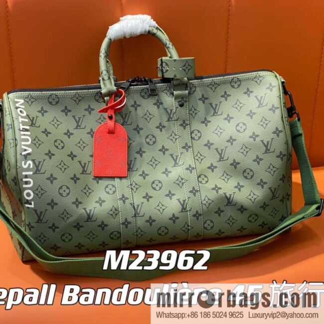 [Premium‑quality] M23962 green silk screen, travel bag series Keepall Bandoulière 45 travel bag