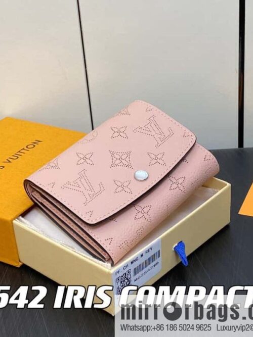 [Premium‑quality] M62542 pink full leather flip wallet series IRIS COMPACT wallet